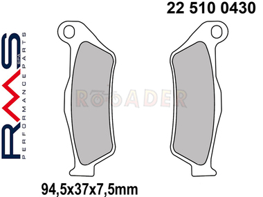 Klocki hamulcowe RMS 22 510 0430 (FA181, MCB648) - APRILIA MX, RX; GILERA GP, Nexus; MBK Kilibre, Skyliner, Thunder; PIAGGIO Beverly, X9; SUZUKI Burgman; YAMAHA Majesty, Maxter, Versity, X-City, YZF-R