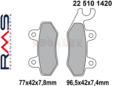 Klocki hamulcowe RMS 22 510 1420 (FA135, FA214, MCB582) - PEUGEOT Geopolis, Lxr, Satelis, Vivacity New; SUZUKI Burgman, RM; YAMAHA WR, YZ