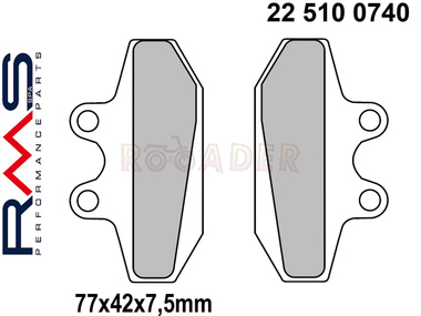 Klocki hamulcowe RMS 22 510 0740 (FA167, MCB629) - APRILIA Classic, Pegaso, Red Rose, RX, Tuareg; BETA RR; DERBI GPR, Senda; MOTORHISPANIA RX, RYZ; PEUGEOT XR6; RIEJU MRX, SMX, Spike; YAMAHA XT