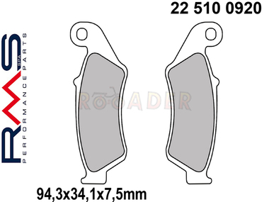 Klocki hamulcowe RMS 22 510 0920 (FA185, FA389, MCB669) - HONDA CR, CRF, XR; SUZUKI RM; YAMAHA WR, YZ
