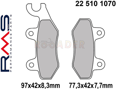 Klocki hamulcowe RMS 22 510 1070 (FA215) - DAELIM Roadwin; HONDA CBF, NSR, VT, XL; KYMCO Agility, Agility City, B&W, Dink, Grand Dink, Like, Movie, People, Sento, Spacer, Super 9, Top Boy, Zin