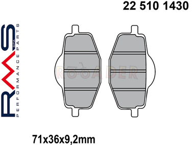 Klocki hamulcowe RMS 22 510 1430 (FA101, MCB539) - MALAGUTI Centro, XSM, XTM; MBK Flame, YAMAHA Cygnus, DT, TDR, TZR, YBR, YZ