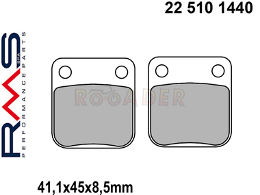 Klocki hamulcowe RMS 22 510 1440 (FA054, MCB510) - DAELIM E-Five, History, Otello, S2, Tapo; HONDA CB, CG, MB, MBX; PEUGEOT Vivacity New; SUZUKI DR
