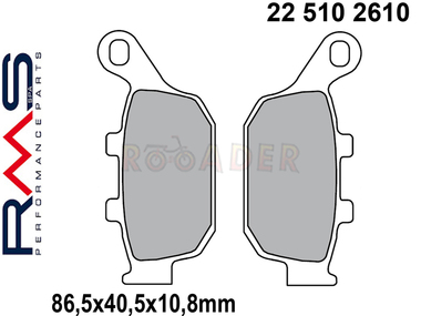 Klocki hamulcowe RMS 22 510 2610 (FA140, MCB585) - HONDA CB 250/400, CBR 400/500, FES 250 Foresight, FES 125/150 Pantheon, NC 700/750, XL 600/650/700 Transalp; PEUGEOT SV 250; YAMAHA XJ6 Diversjon