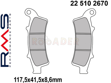 Klocki hamulcowe RMS 22 510 2670 (FA324, MCB726) - APRILIA Atlantic, Scarabeo; KYMCO K-xct; MALAGUTI Madison; PEUGEOT Looxor