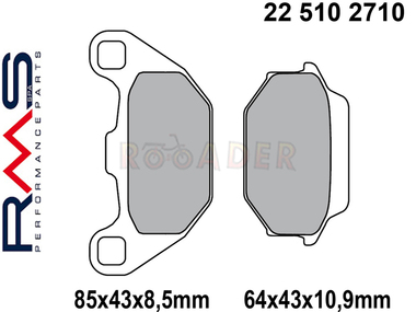 Klocki hamulcowe RMS 22 510 2710 (FA305, MCB712) - KYMCO Super 9, Super 8, Agility City, People, Maxxer, MXU