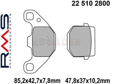 Klocki hamulcowe RMS 22 510 2800 (FA083/2, MCB522) - GILERA Stalker, Storm; HYOSUNG Rush, SuperCab