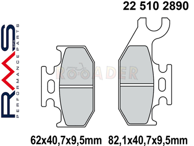 Klocki hamulcowe RMS 22 510 2890 (FA317, MCB723) - BOMBARDIER Outlander, Quest, Traxter; CAN-AM Outlander, Renegade; SUZUKI LTF 500, YAMAHA YFM 700 Raptor