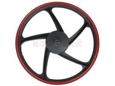 Koło 17" x 1,20 (felga) - FERRO 900, ZIPP JZV-50 (przód, aluminiowa, czarno-czerwona, hamulec bębnowy!)