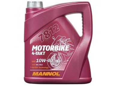 Olej MANNOL 4T MOTORBIKE 10W40 (7812) - 100% syntetyczny olej do silników 4-suwowych - opakowanie  4 litry