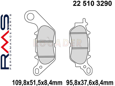 Klocki hamulcowe RMS 22 510 3290 (FA464, MCB812) - YAMAHA Vity, YBR 125, GPD 125 N-Max, YS 125
