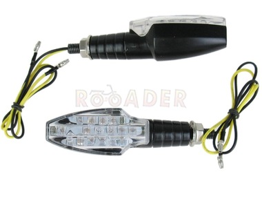 Kierunkowskaz uniwersalny C-3006 LED, trapezowy, czarno/biały, metalowa obudowa (komplet, prawy+lewy)
