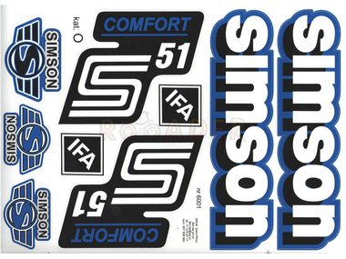 Naklejka SIMSON S51 COMFORT biało-czarno-granatowa (komplet na cały pojazd)