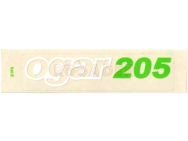 Naklejka OGAR 205 - 13 x 3cm biało-zielona (do motoroweru ROMET Ogar 205)