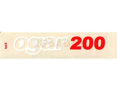 Naklejka OGAR 200 - 13 x 3cm biało-czerwona (do motoroweru ROMET Ogar 200)