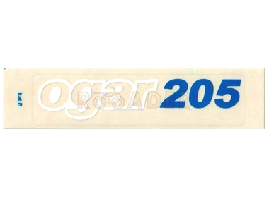 Naklejka OGAR 205 - 13 x 3cm biało-niebieska (do motoroweru ROMET Ogar 205)