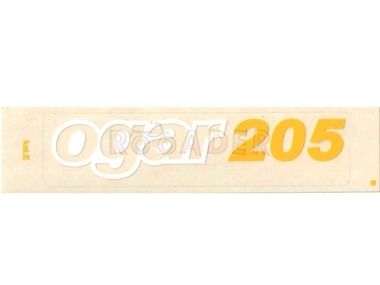 Naklejka OGAR 205 - 13 x 3cm biało-żółta (do motoroweru ROMET Ogar 205)