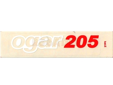 Naklejka OGAR 205 - 13 x 3cm biało-czerwona (do motoroweru ROMET Ogar 205)