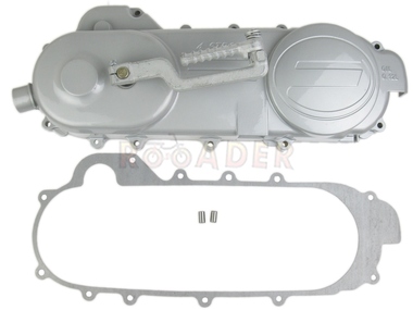 Obudowa przekładni CVT do GY6  50/80 z kołem 12"/13" - ROMET, ROUTER, BARTON, JUNAK, MOTOBI, ZIPP i inne skutery z silnikiem 4T 50/80 cm3 - długość obudowy 46 cm - kompletna !!!, srebrna