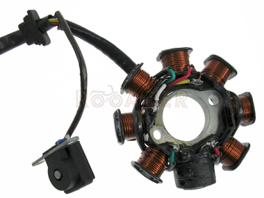 Stojan alternatora do silnika GY6 125/150  (8 cewek) - do maxiskuterów Romet, Barton, Junak, Zipp 125 i 150cm3 