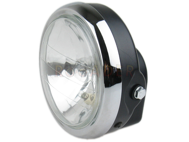 Lampa przednia do motocykli uniwersalna 7' czarna (żarówka Ba20d)