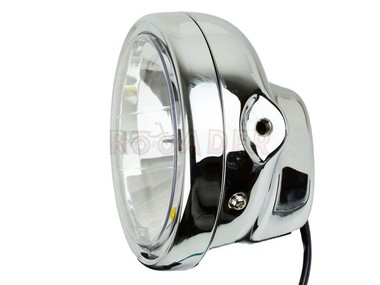 Lampa przednia do motocykli uniwersalna 6" chrom (żarówka H4)