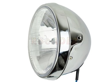 Lampa przednia do motocykli uniwersalna 7' chrom (żarówka H4)