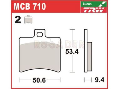 Klocki hamulcowe TRW-LUCAS MCB710 (FA298) - APRILIA Atlantic, Leonardo, RS, Scarabeo, Sport City, SR; BENELLI BN302, Velvet; BETA Eikon; MALAGUTI F18, Madison, Password; KEEWAY TX125