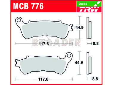 Klocki hamulcowe TRW-LUCAS MCB776 (FA388) - HONDA CBR, Forza, Jazz, Nes, S-Wing, SH, Silver Wing, Shadow, Varadero; SUZUKI Burgman, Sixteen