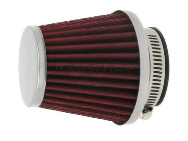Filtr powietrza stożek CZERWONY/CHROM - łącznik prosty ø46mm