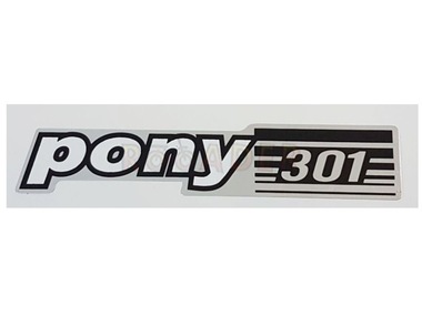 Naklejka PONY 301 - 14,5 x 3cm srebrno-czarno-biała (do motorynki ROMET)