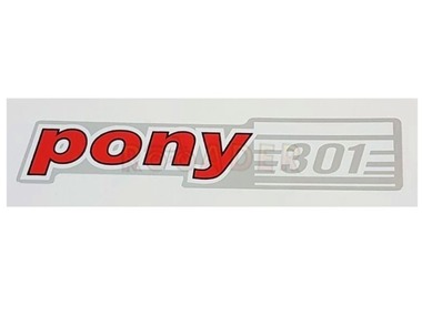 Naklejka PONY 301 - 14,5 x 3cm srebrno-biało-czerwona (do motorynki ROMET)