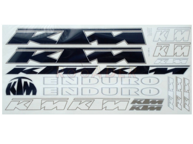 Naklejka KTM komplet ENDURO - 32 x 14,5cm czarno-srebrna