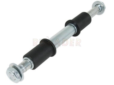 Oś wahacza tylnego WSK 125 B1, WFM - komplet z tulejkami i nakrętkami (długość 240mm, średnica Ø14mm)