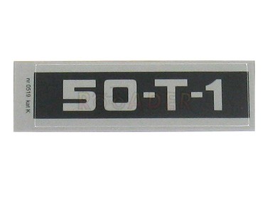 Naklejka 50-T-1 - 13 x 4cm, srebrno-czarna (do motoroweru ROMET 50T)
