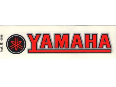 Naklejka YAMAHA - 11 x 2cm czerwono-czarno-srebrna