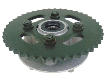 Zębatka tylna JUNAK M12, M12 Vintage 125 z piastą w kolorze srebrnym - typ 428, ø58mm, 43 zęby 