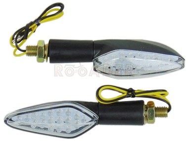 Kierunkowskaz uniwersalny W-1421 LED, stożkowy, czarno/biały (komplet, prawy+lewy)