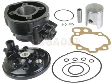Cylinder APRILIA RS50, RX50, MX50; YAMAHA TZR50, DT50; Beta, Malaguti, MBK, Motorhispania, Peugeot, Rieju, Sherco - MINARELLI AM6 - 70cm3, Ø47,00mm, sworzeń 12mm, czarny (zestaw z głowicą)