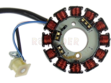 Stojan alternatora YAMAHA TZR 50, DT50; MALAGUTI XSM, XTM; MBK X-Limit, X-Power; PEUGEOT NK7, XP6, XP7; RIEJU MRT, Tango 50 - silnik MINARELLI AM6 (12 cewek)