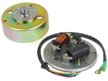 Stojan alternatora MBK 51, 881, Club VL, Dakota, Kansas, Mag Max Magnum Racing, Magnum XR AC, Magnum XR LC, Phenix , Rock, Roadster, Salsa, Swing 50 (2 cewki, 4 przewody) + koło magnesowe
