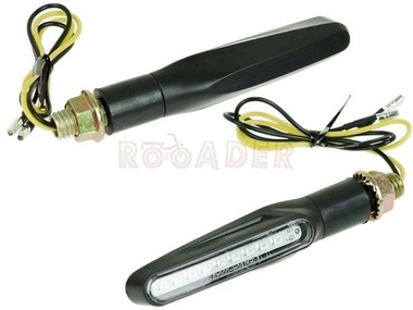 Kierunkowskaz uniwersalny W-1432 LED SEKWENCYJNY (dynamiczny), prostokątny MINI, czarno/biały (komplet, prawy+lewy)