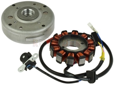 Stojan alternatora KYMCO Agility City, R16, RS50, Naked, Like, Super 8 50 2T (12 cewek) + koło magnesowe