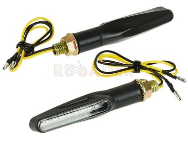 Kierunkowskaz uniwersalny C-1040 LED SEKWENCYJNY (dynamiczny), prostokątny MINI, czarno/biały (komplet, prawy+lewy)