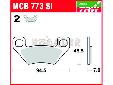 Klocki hamulcowe TRW-LUCAS MCB773SI (FA395R) złote -  KYMCO MXU 400/450, Maxxer 450 tył, ARCTIC CAT 250/300/400/450/500/650/700