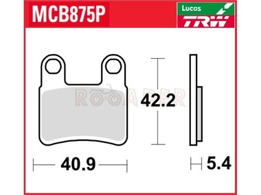 Klocki hamulcowe TRW-LUCAS MCB875P - KYMCO MXU 400/465/550/700, Maxxer 400/450 hamulec postojowy tył