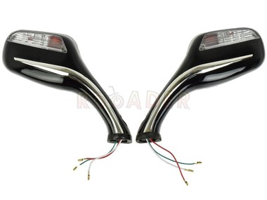 Lusterko do ZIPP Quantum, MOTOBI Sowa, BARTON Falcon, Huragan, ROMET RXL, JONWAY N.A.125 z kierunkowskazami, czarno-srebrne (para), śruby M8 P+P