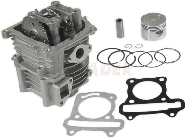 Cylinder GY6  80cm³ - skutery z silnikiem 4T - 80cm3, Ø47,00mm, sworzeń 13mm (zestaw z głowicą + wałek rozrządu + dźwigienki zaworowe)