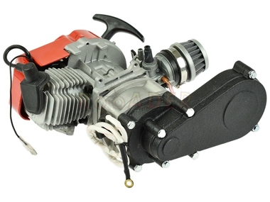 Silnik kompletny POCKET BIKE, Mini Cross, Mini Bike - 50cm3 z przekładnią, szarpak aluminiowy + rozrusznik elektryczny!