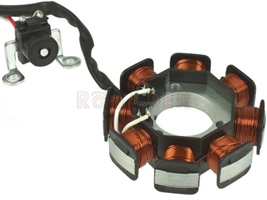 Stojan alternatora YAMAHA YBR, XT, TT-R 125cc 4T A/C; BETA RR; DERBI Senda; RIEJU MRT, RS2, SMX, Tango; SHERCO Citycorp; MOTORHISPANIA Duna, MH7; JUNAK RS125 (8 cewek, zapłon DC)